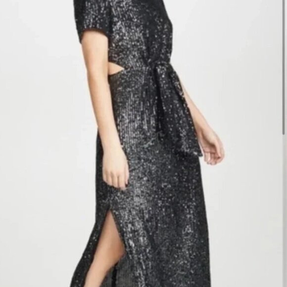 C/MEO Black/Silver Sequin Midi Formal Dress/ SMALL - Picture 1 of 4